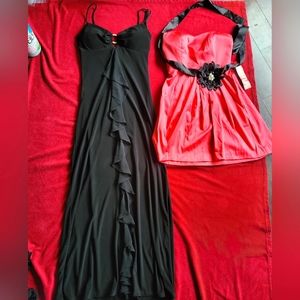 Left Dress: long black vintage party prom dress Size 5/6